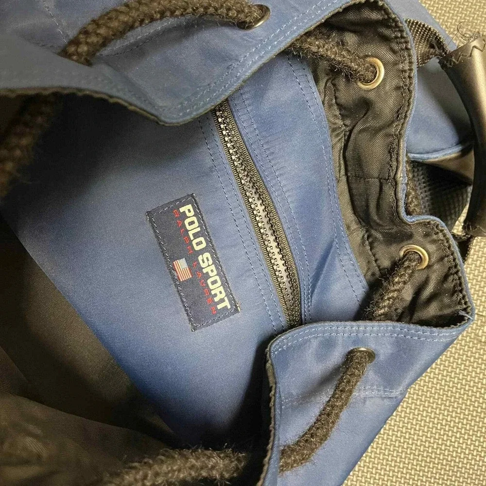 RARE vintage polo sport ralph lauren bucket bag sling backpack blue and leather‎